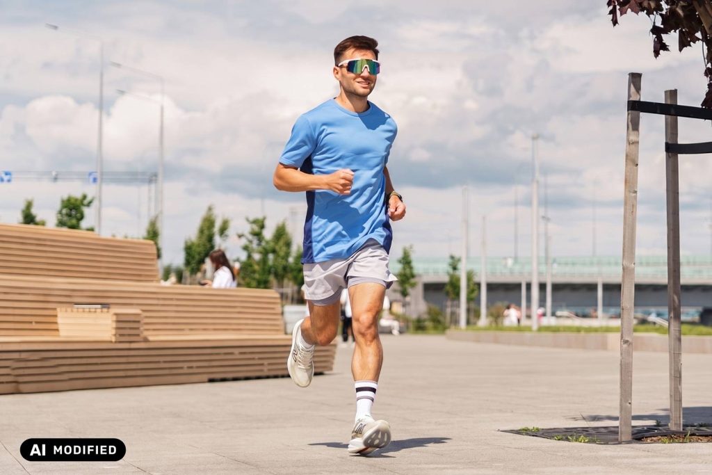 Biegający mężczyzna w sportowym stroju